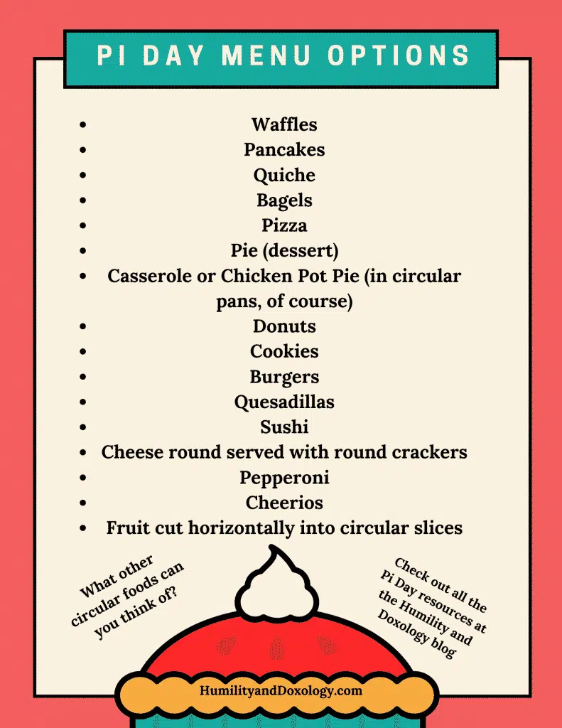 Pi Day Party Menu