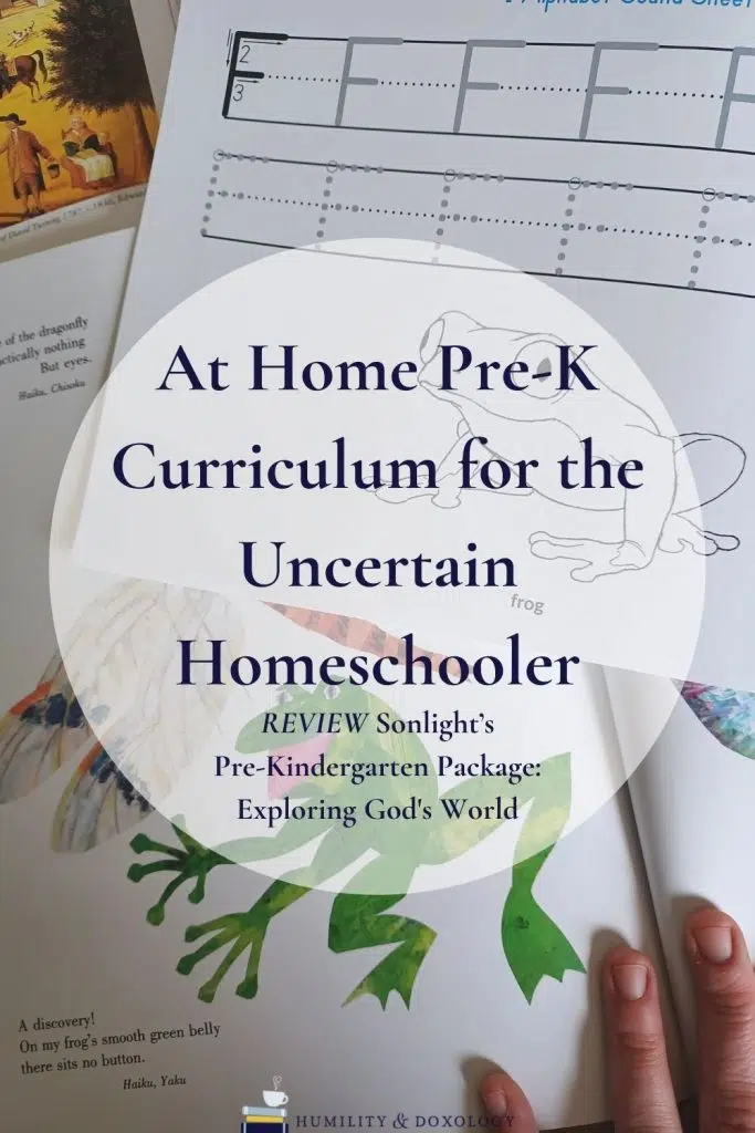 Sonlight’s Pre-Kindergarten Package Exploring God's World REVIEW Homeschool curriculum Sonlight Pre-K preschool