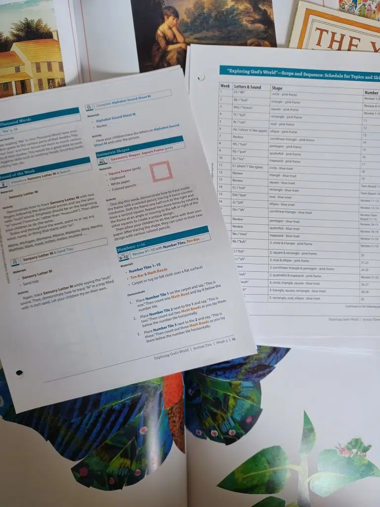 Sonlight’s Pre-Kindergarten Package Exploring God's World REVIEW Homeschool curriculum Sonlight Pre-K preschool