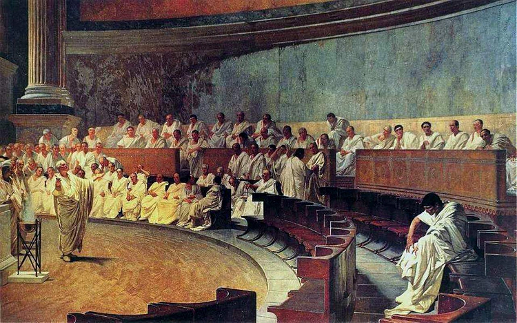 Cicero denounces Catiline Cesare Maccari fresco greatest historic speeches to memorize homeschool