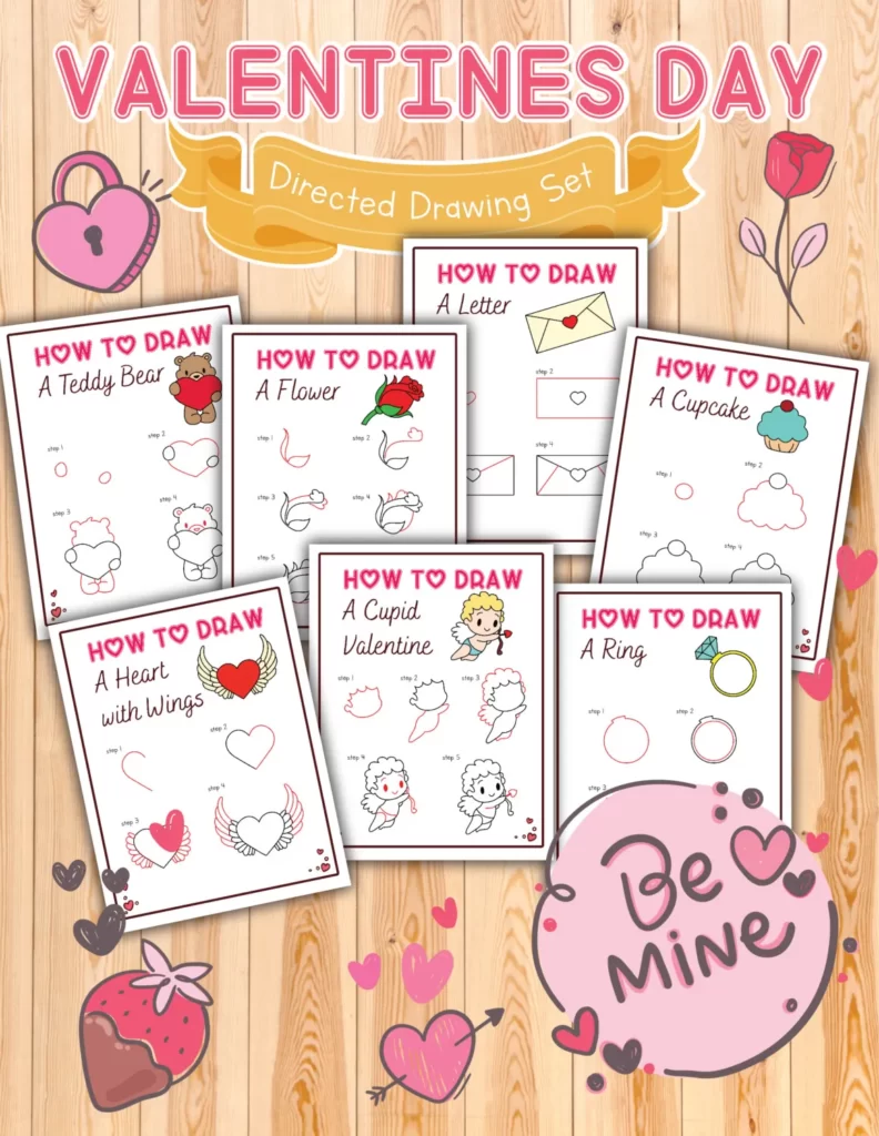 drawing free homeschool Valentines Day printables games art activities