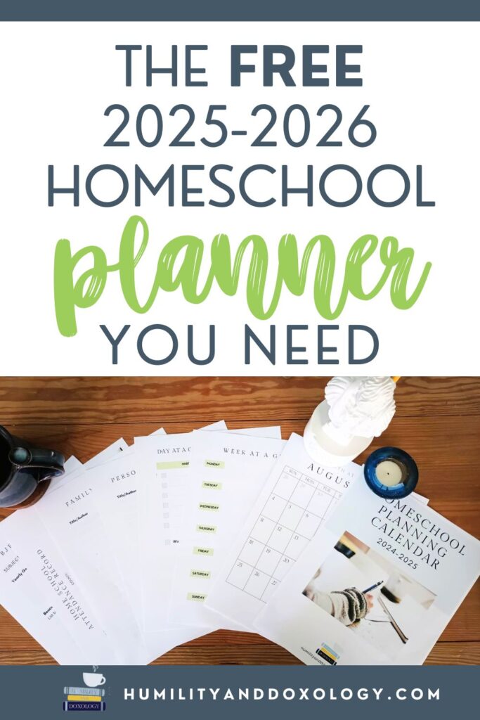 Free homeschool planner calendar printable 2025-2026